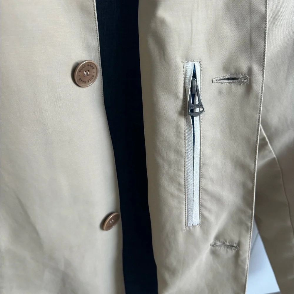 Cole Haan Men's Khaki Button Front Water Resistant Rain Coat Medium